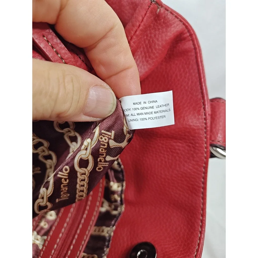 Tignanello Red Leather Perfect 10 Studded Shopper Tote Shoulder Bag NWT T98530